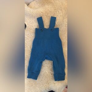 Blue Knit Kids Overalls - Stretchy Suspender Pants